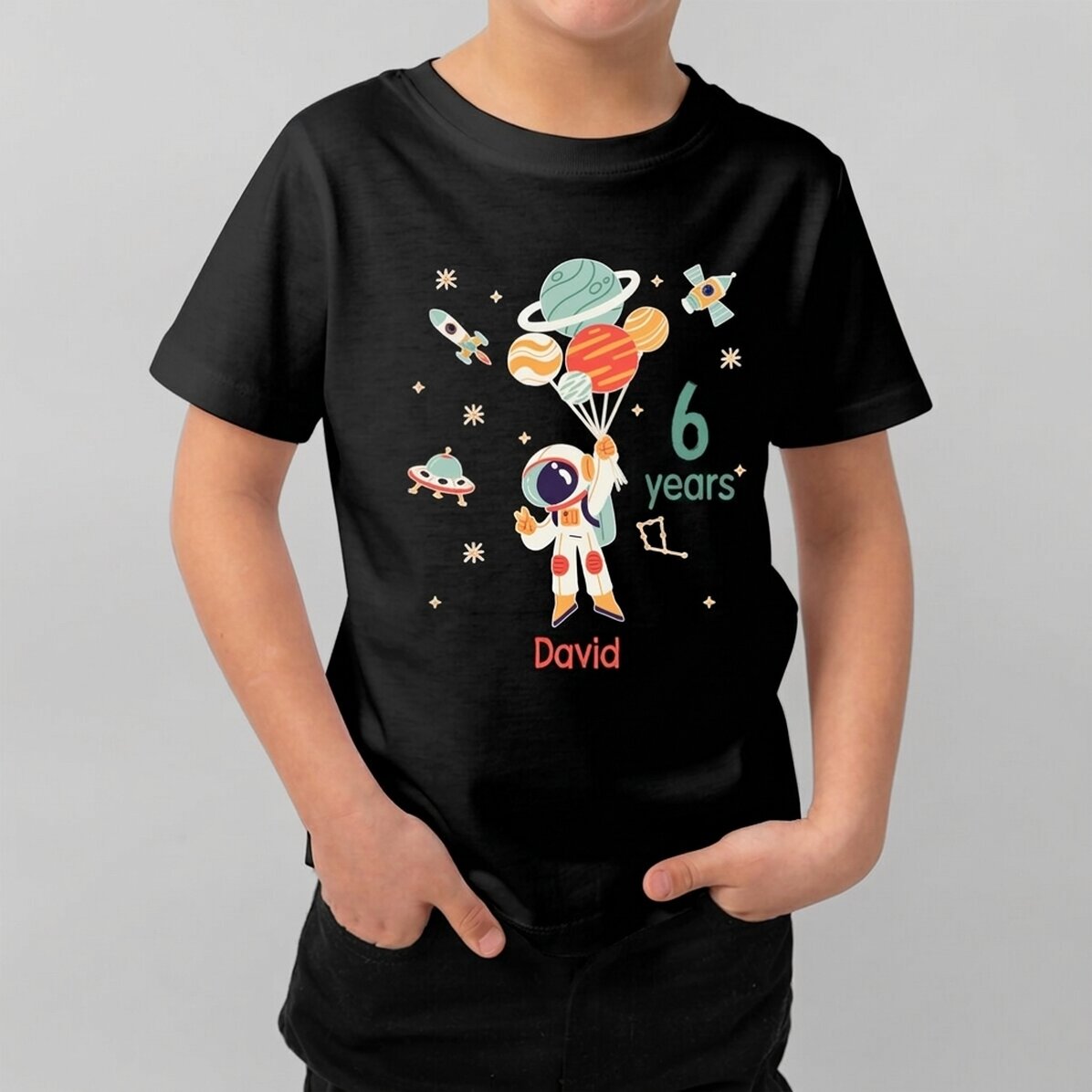 Maglietta in cotone per bambini personalizzata con scritta - Astronauta