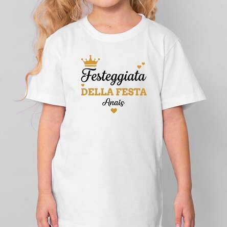 Maglietta in cotone per bambini personalizzata con messaggio - Compleanno