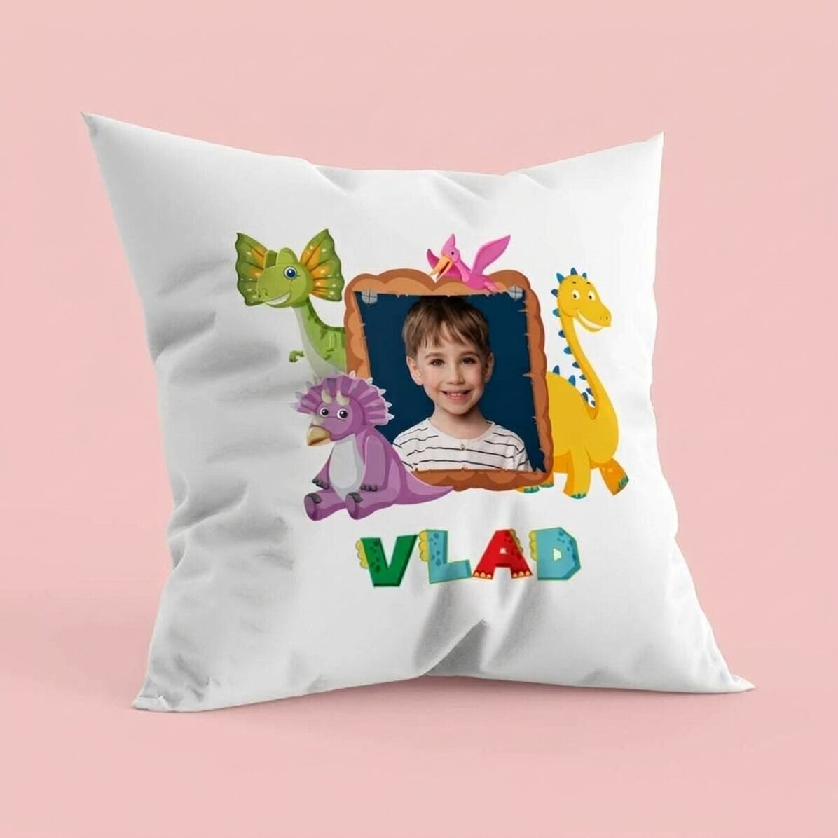 Cuscino personalizzato con foto e nome - Dino