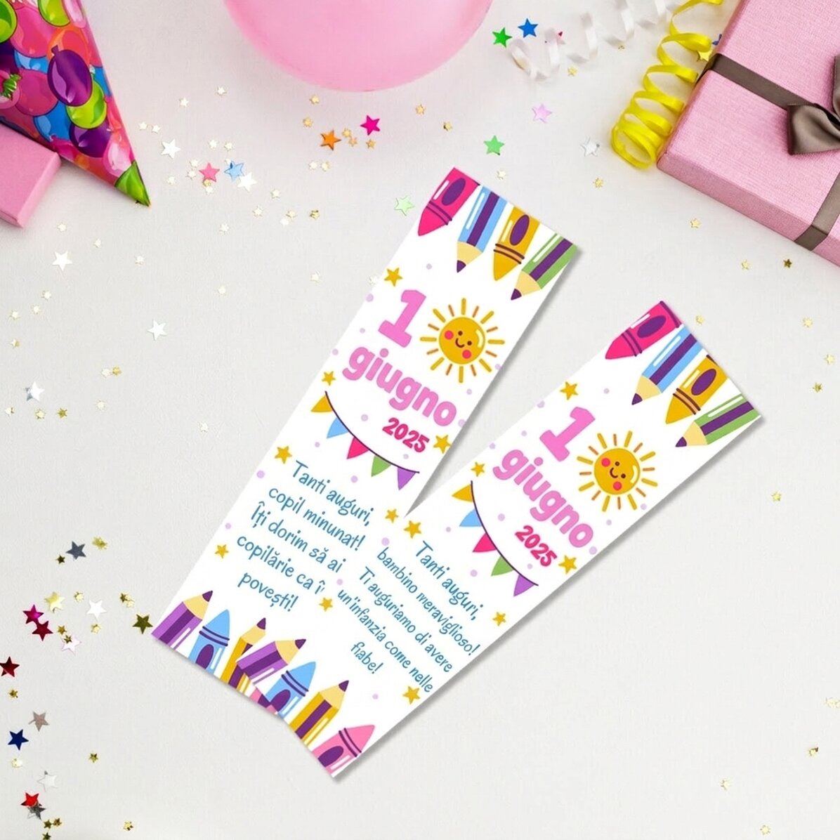 Segnalibro personalizzato con un messaggio per la Festa dei bambini