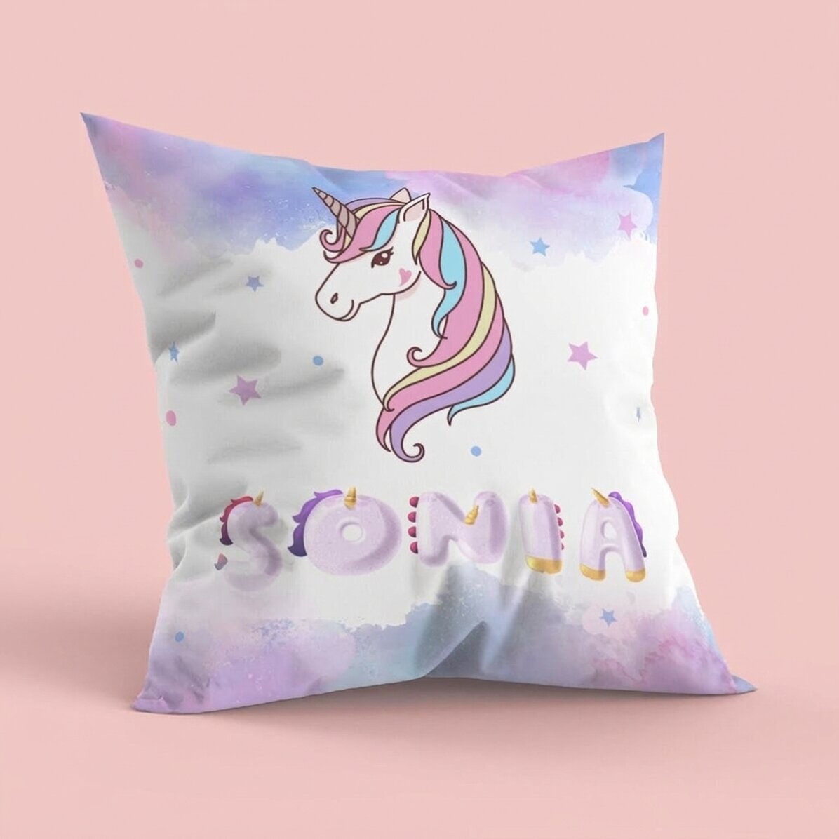 Cuscino personalizzato con nome - Unicorno