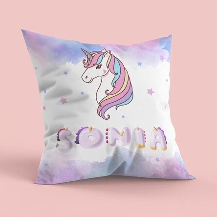 Cuscino personalizzato con nome - Unicorno