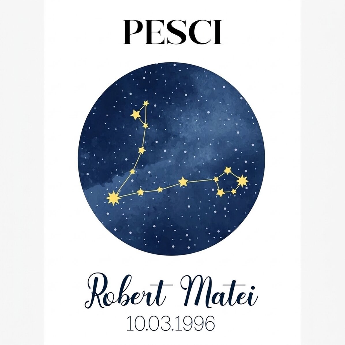 Poster personalizzato con testo - La costellazione del segno zodiacale dei Pesci