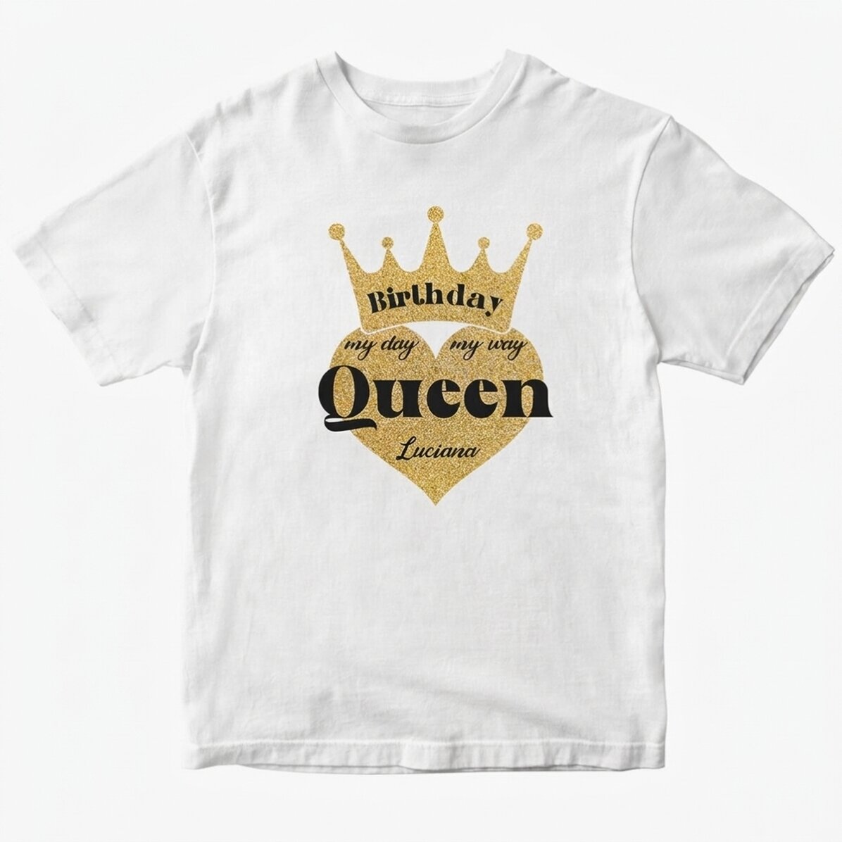 Maglietta in cotone personalizzata con scritta - Birthday Queen