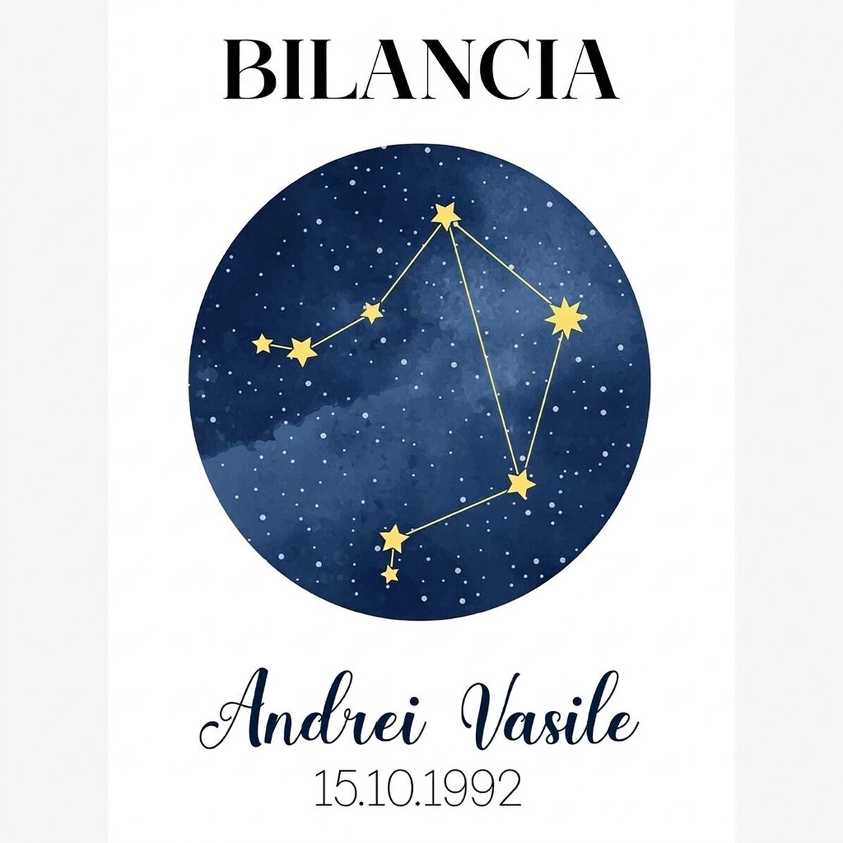 Poster personalizzato con testo - La costellazione del segno zodiacale della Bilancia
