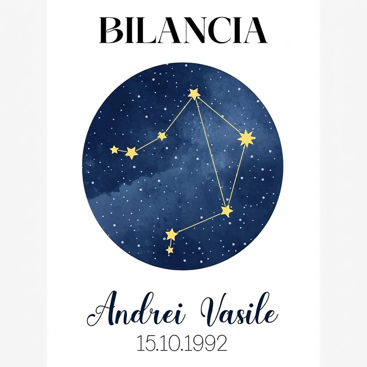 Poster personalizzato con testo - La costellazione del segno zodiacale della Bilancia