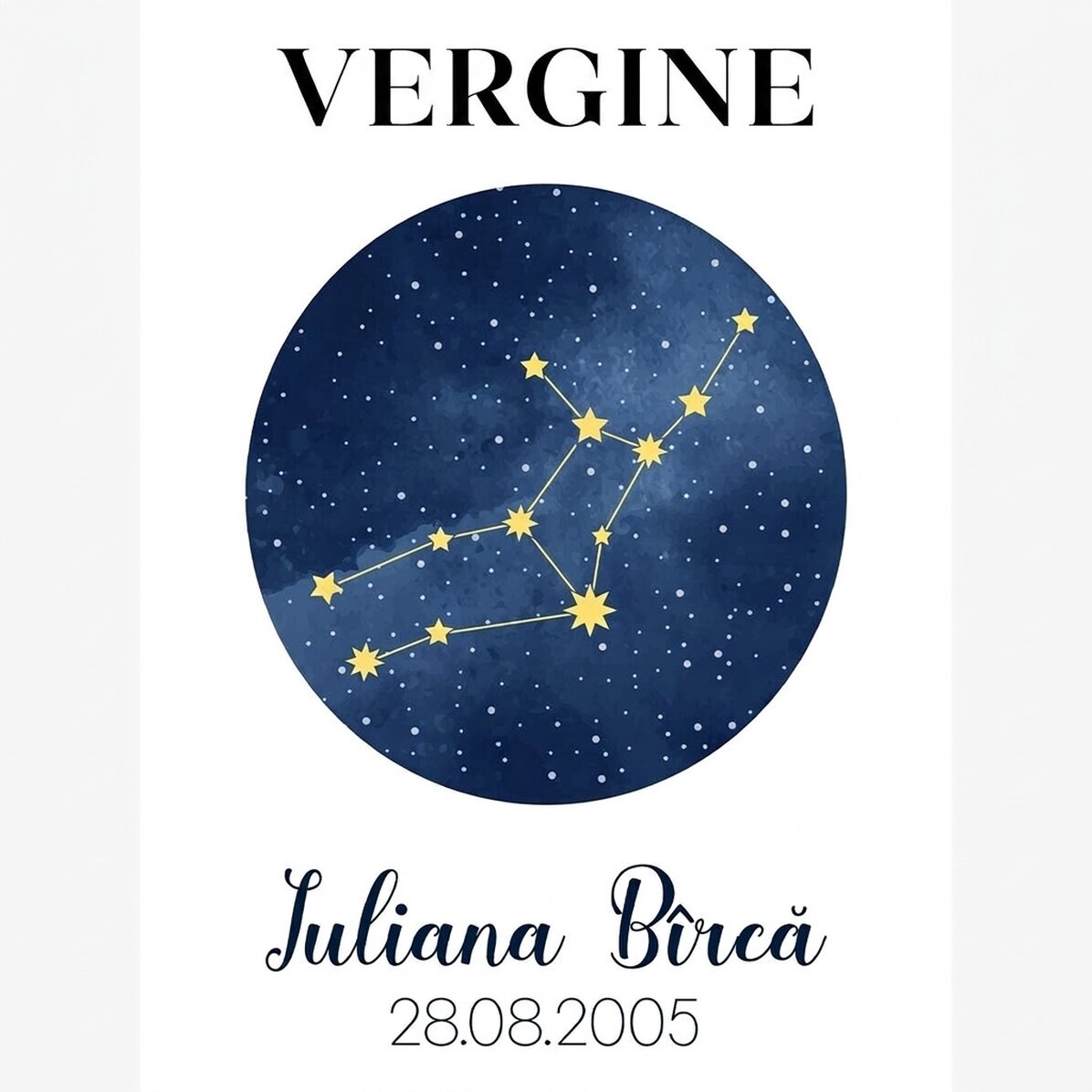 Poster personalizzato con testo - La costellazione del segno zodiacale della Vergine