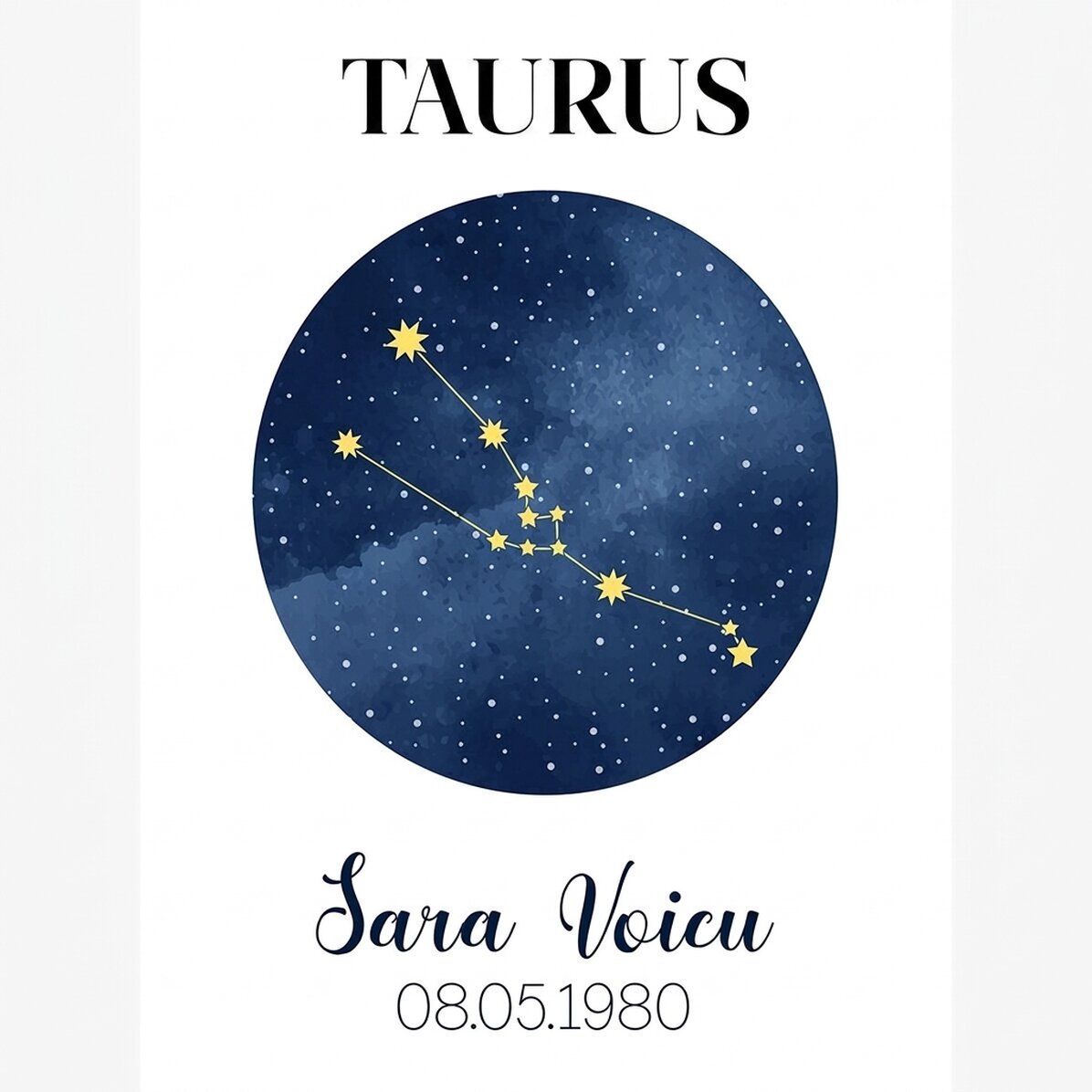 Poster personalizzato con testo - La costellazione del segno zodiacale del Toro
