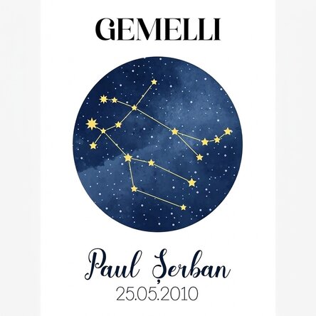 Poster personalizzato con testo - La costellazione del segno zodiacale dei Gemelli