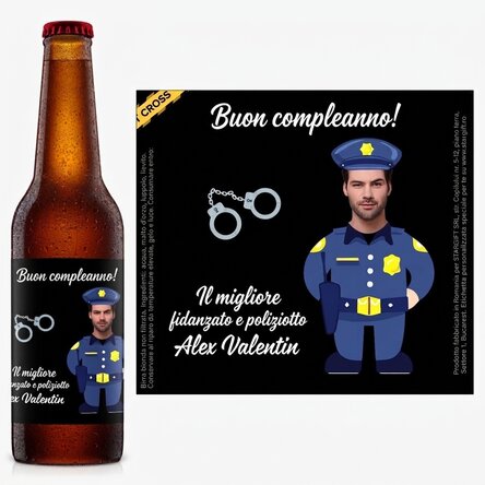 Birra personalizzata con foto e messaggio - Poliziotto