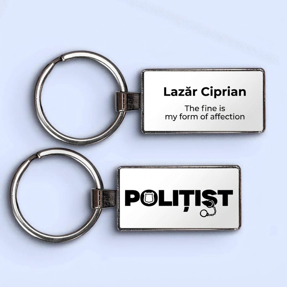 Portachiavi personalizzato con nome e testo - Poliziotto