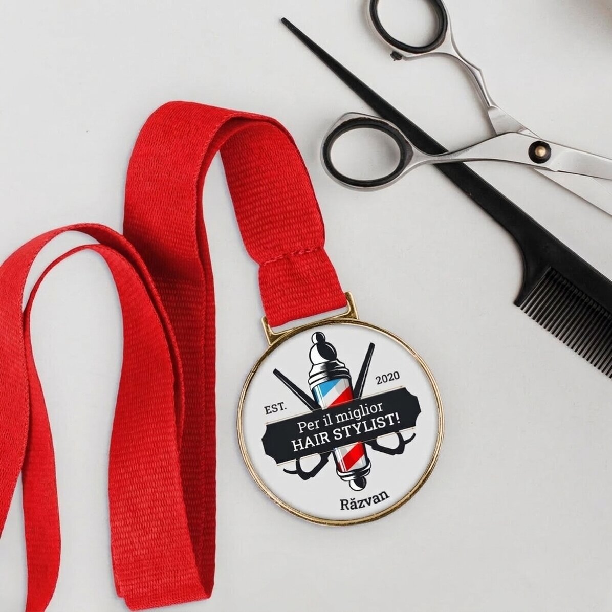 Medaglia personalizzata con messaggio - Parrucchiere