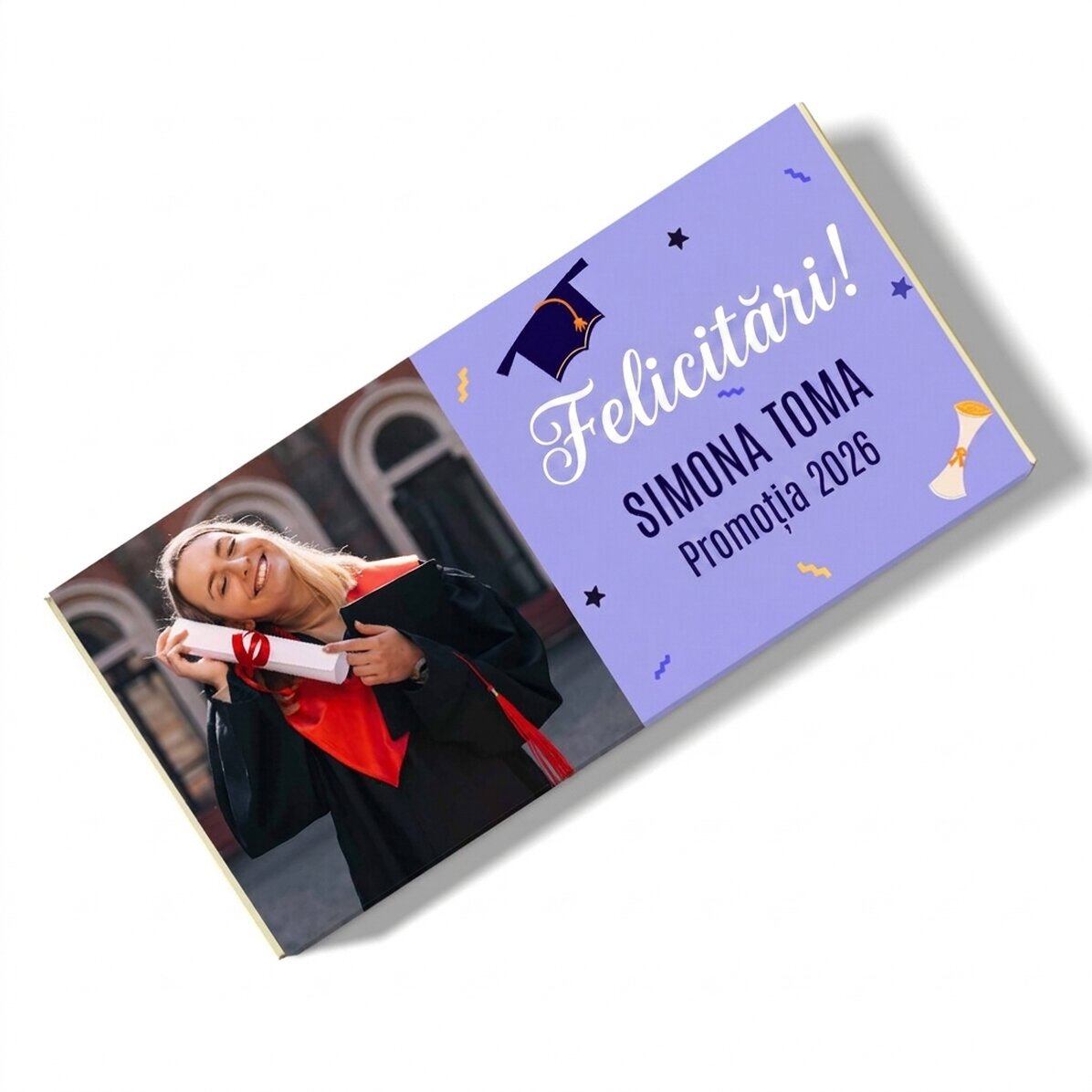 Cioccolato personalizzato con foto e messaggio - Laurea