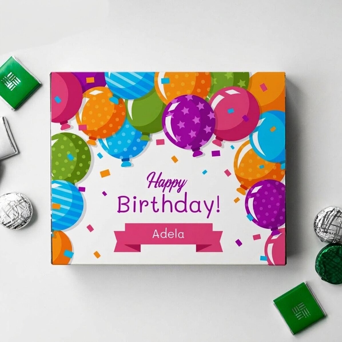 Scatola di caramelle personalizzata con scritta - Palloncini