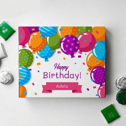 Scatola di caramelle personalizzata con scritta - Palloncini