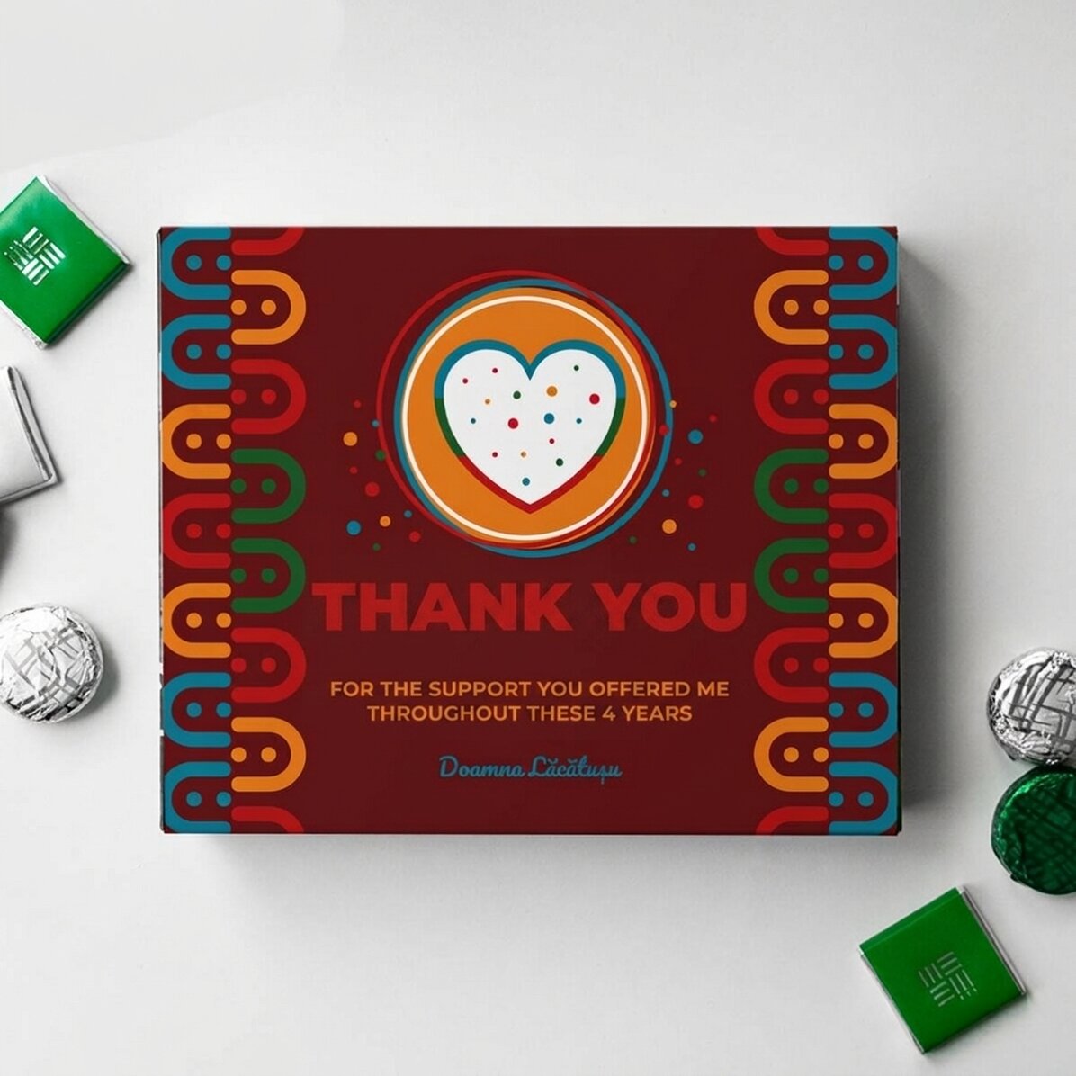 Scatola di cioccolatini personalizzata con messaggio - Un pensiero colorato