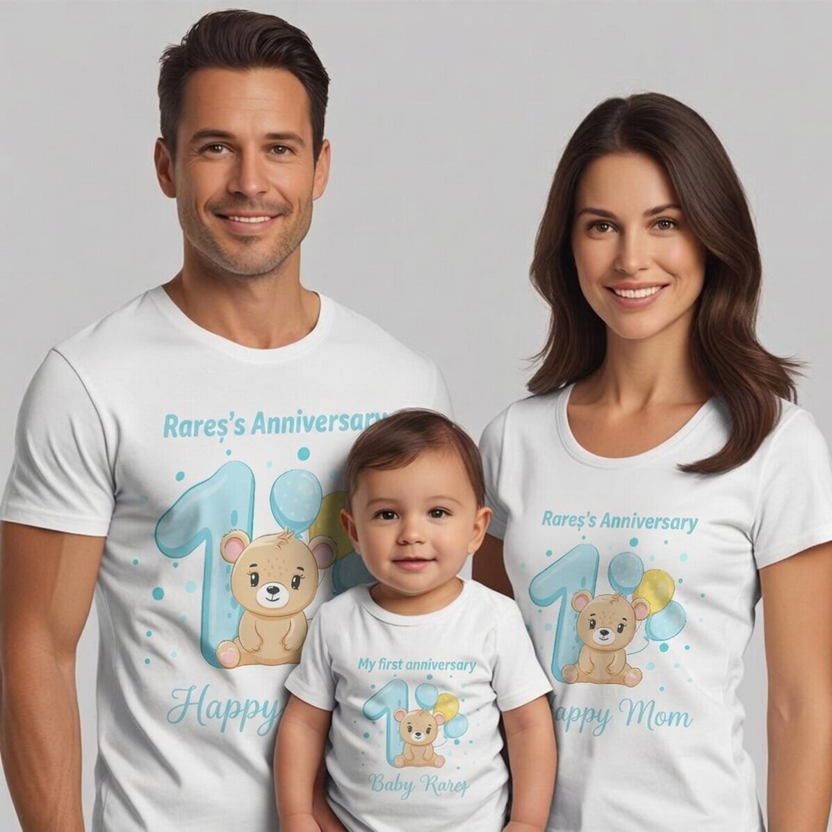 Maglietta in cotone personalizzata per bambini/adulti - Primo compleanno