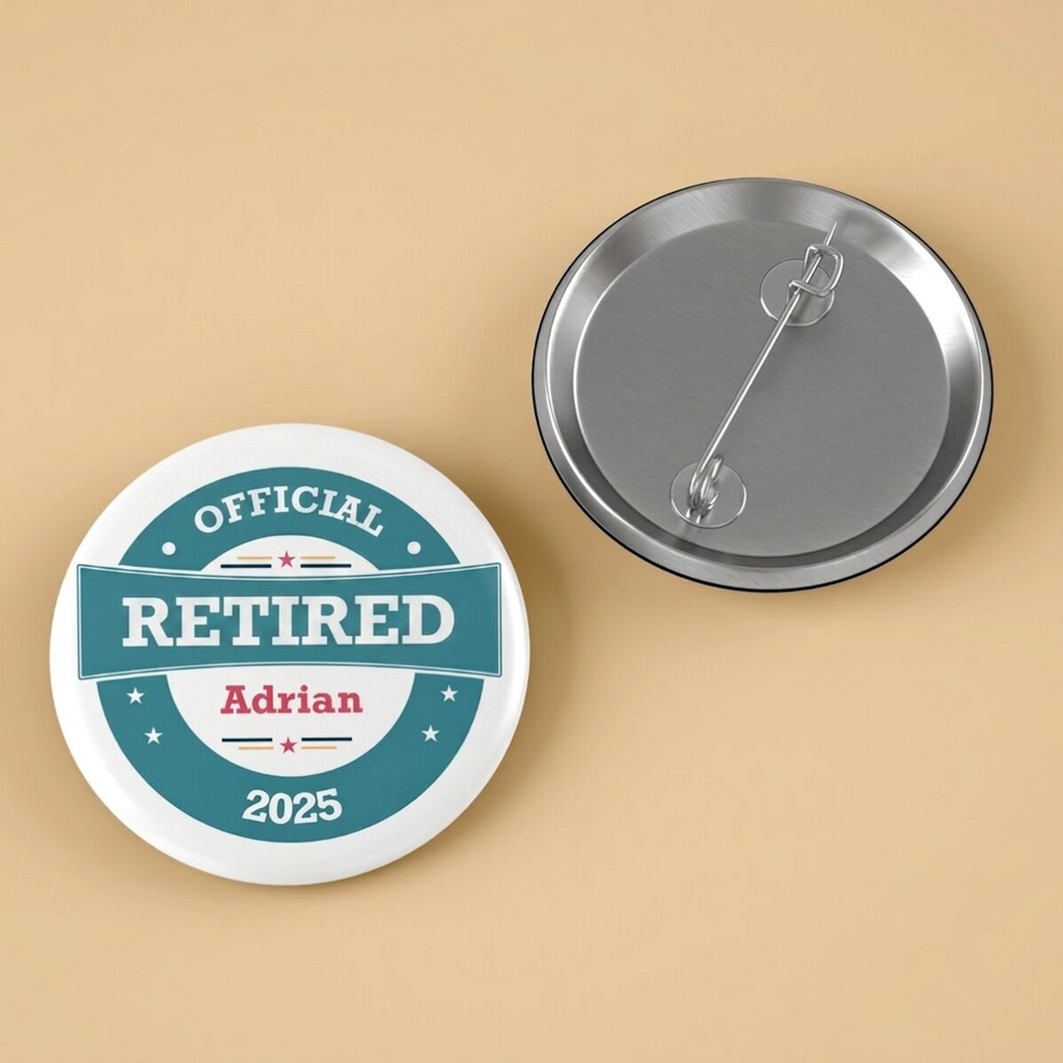 Spilla personalizzata con scritta - Pensionato