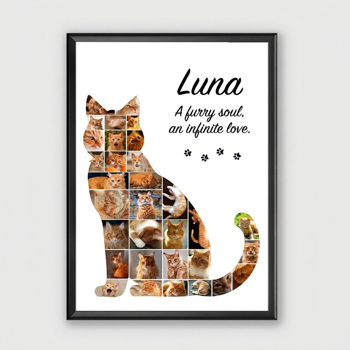Quadro personalizzato con 32 foto e testo - Gatto
