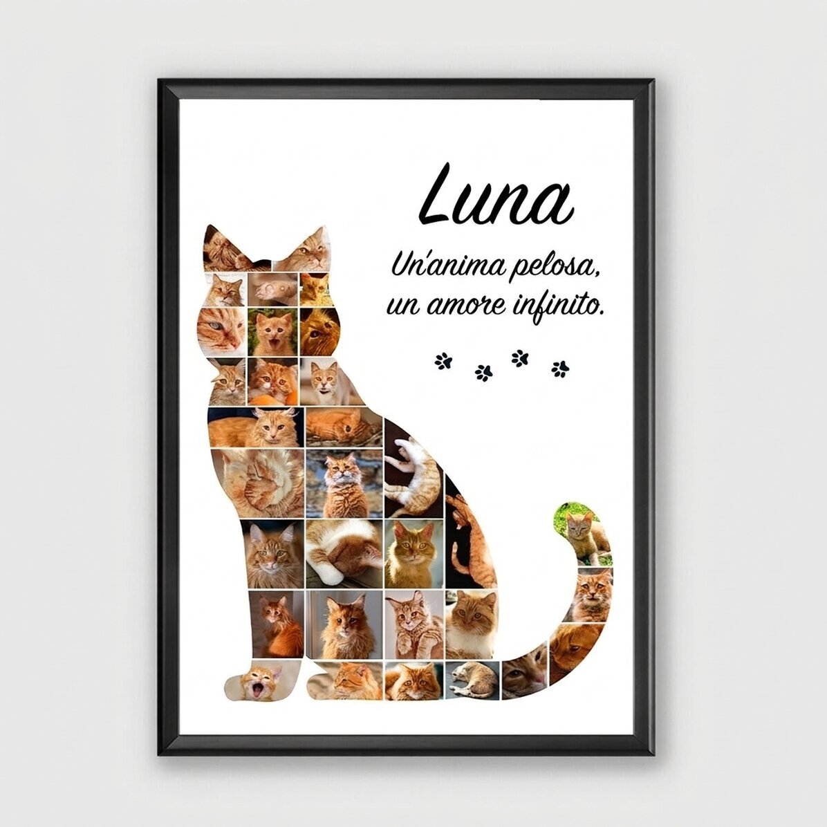 Quadro personalizzato con 32 foto e testo - Gatto