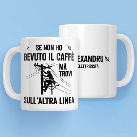 Tazza personalizzata con scritta per elettricisti - Alta tensione