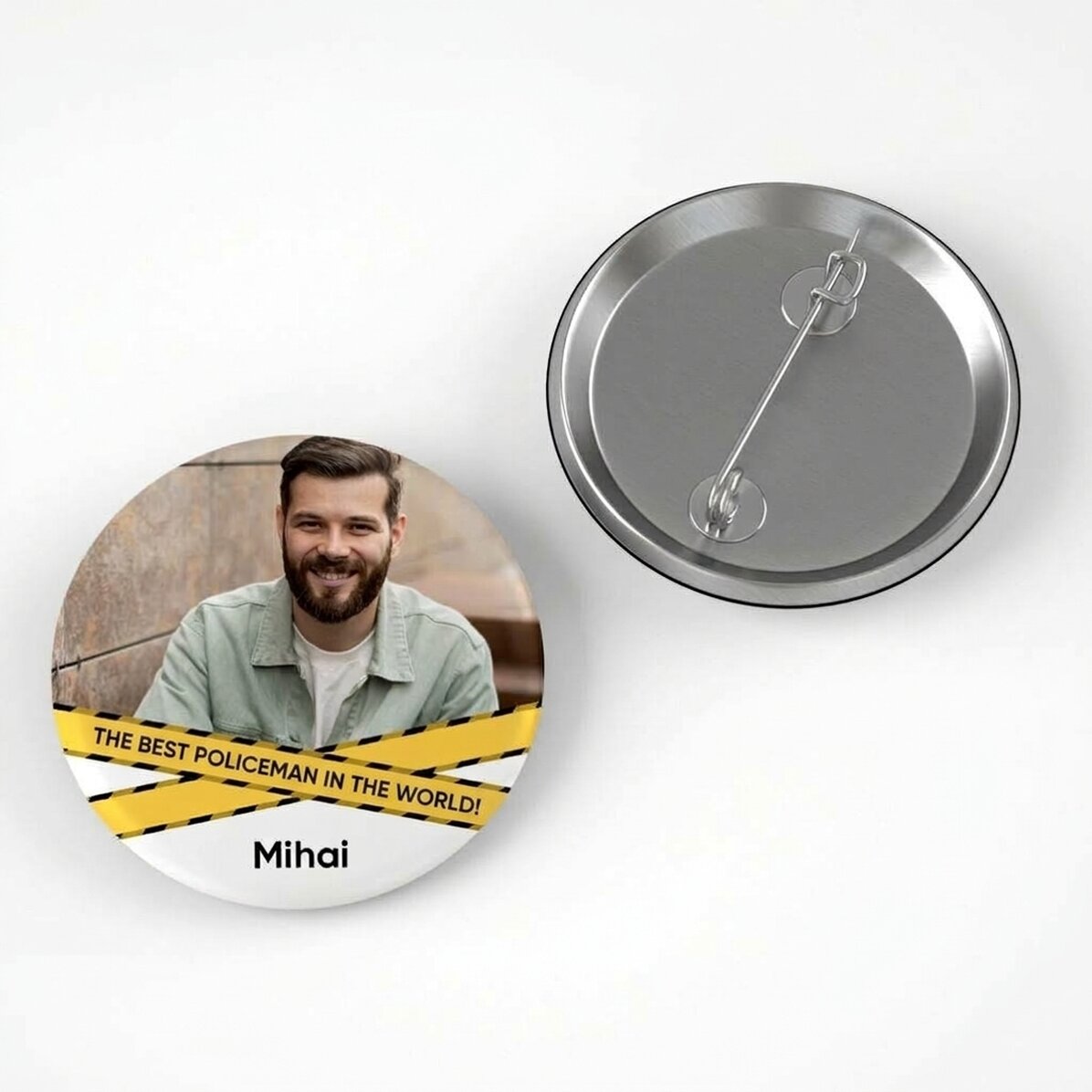 Distintivo personalizzato con testo e foto - Poliziotto