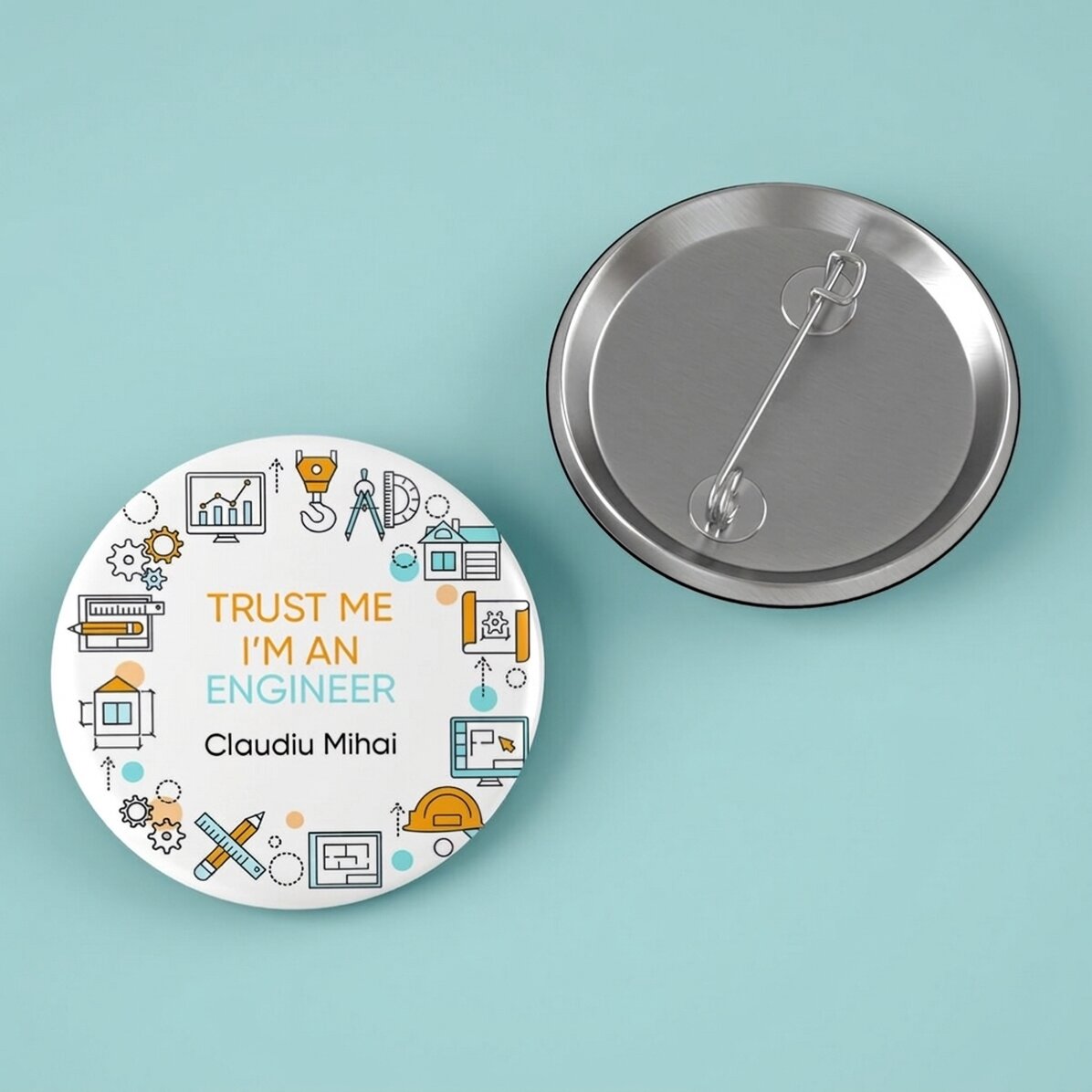 Distintivo personalizzato con messaggio - Ingegnere