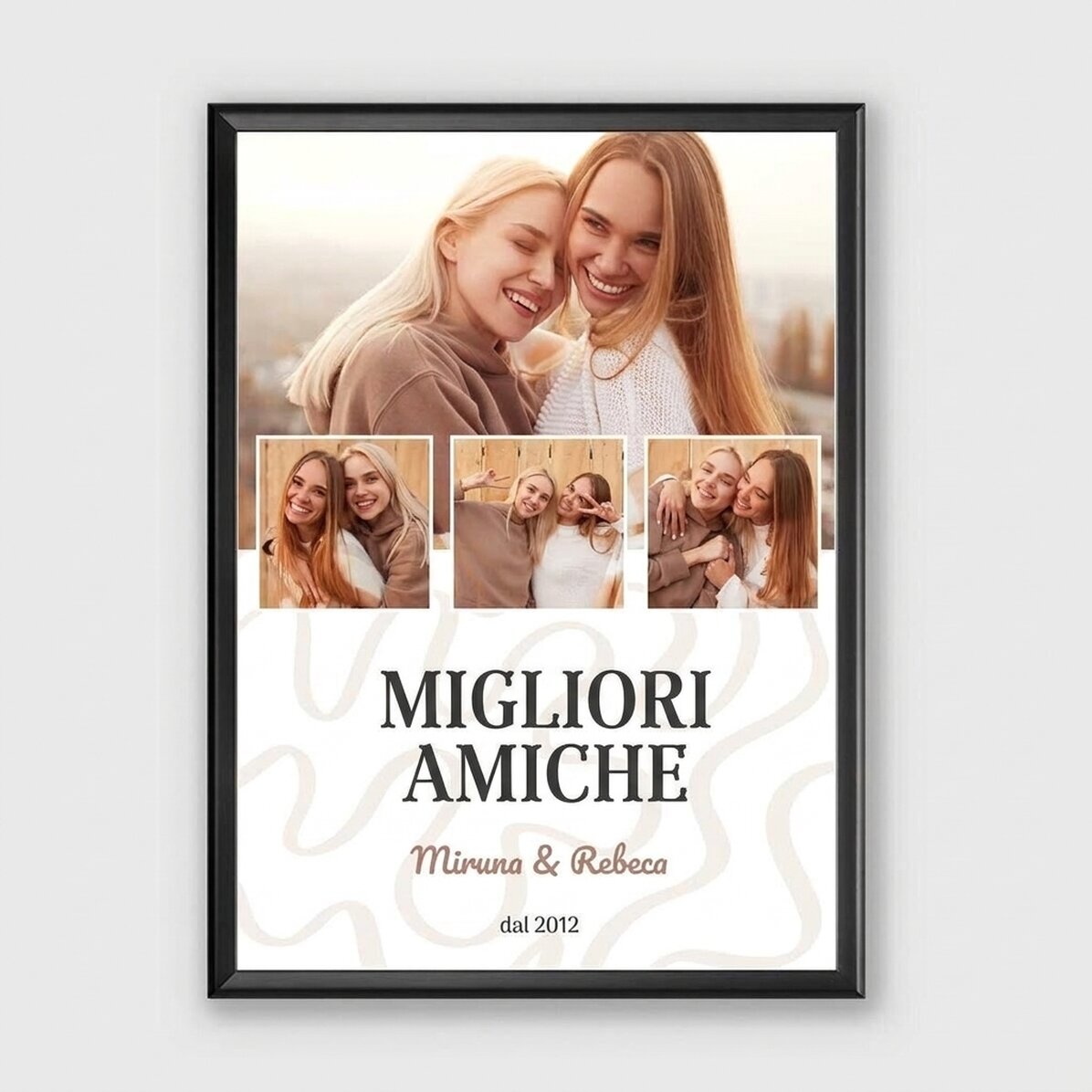 Quadro personalizzato con 4 foto e testo - Earthy waves
