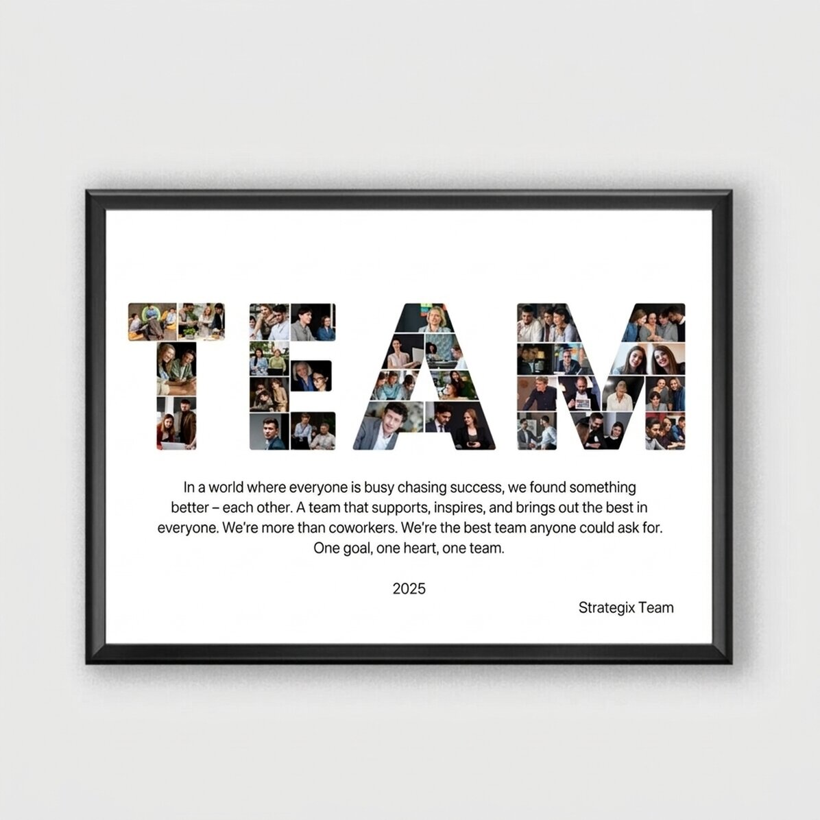 Quadro personalizzato con 29 foto e testo - Best Team