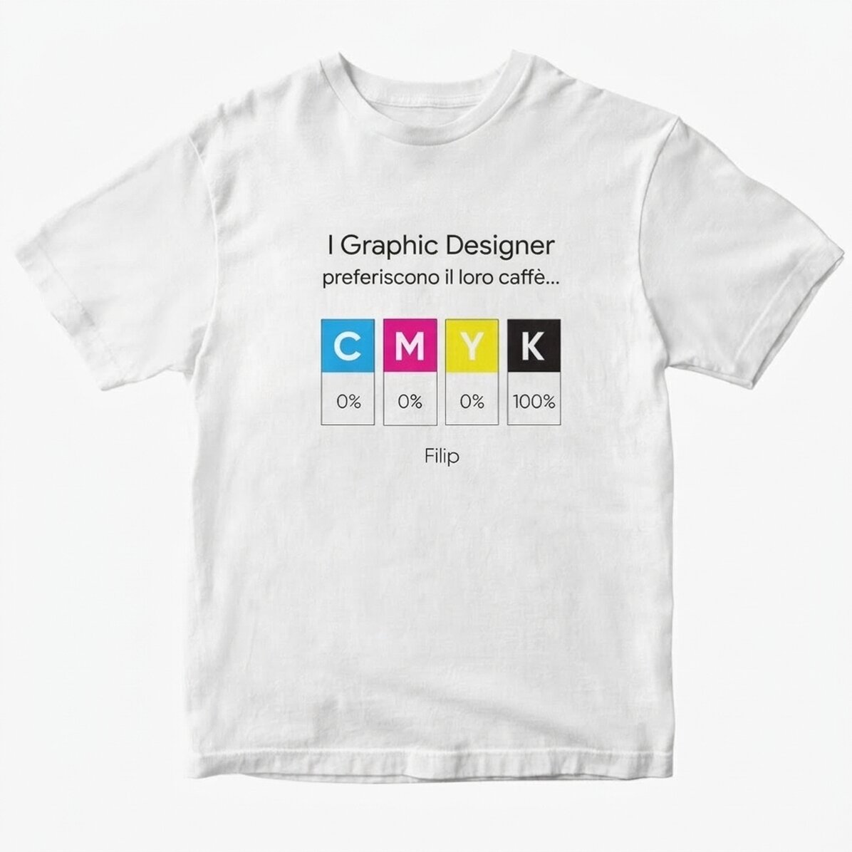 Maglietta in cotone personalizzata con una frase per un graphic designer