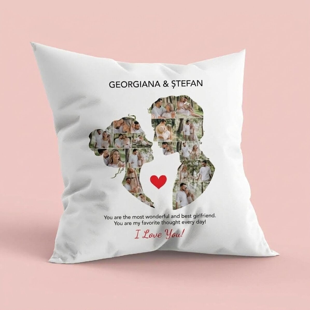 Cuscino personalizzato con 17 foto e testo per coppie - Il nostro amore