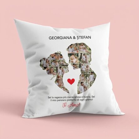 Cuscino personalizzato con 17 foto e testo per coppie - Il nostro amore