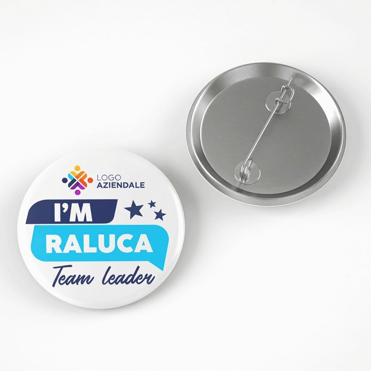 Spilla personalizzata con messaggio e logo - Team