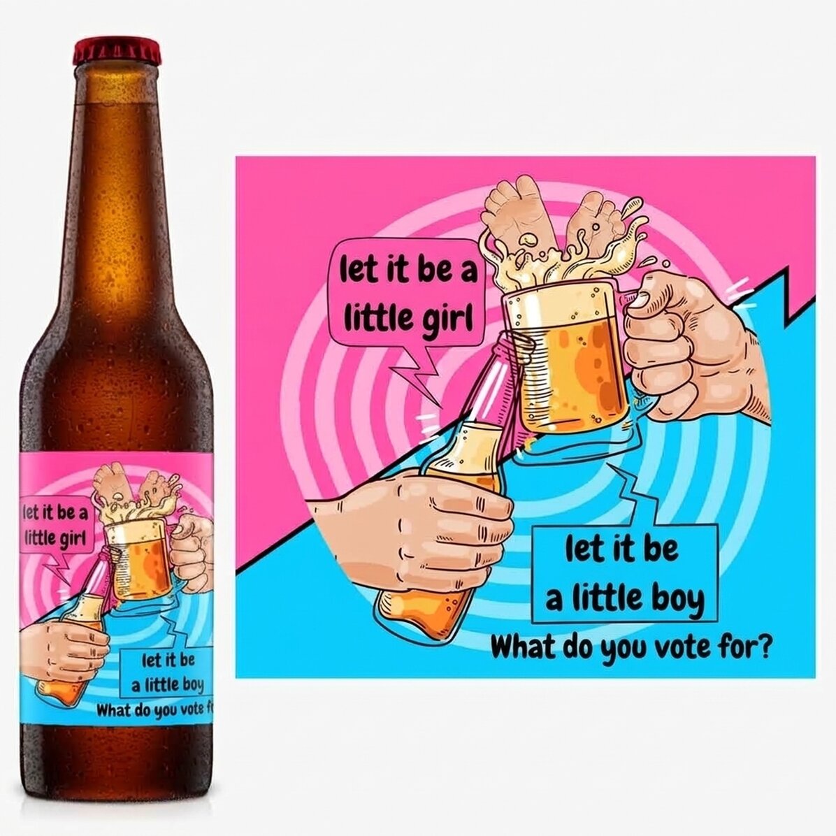 Birra personalizzata con scritta - Gender reveal