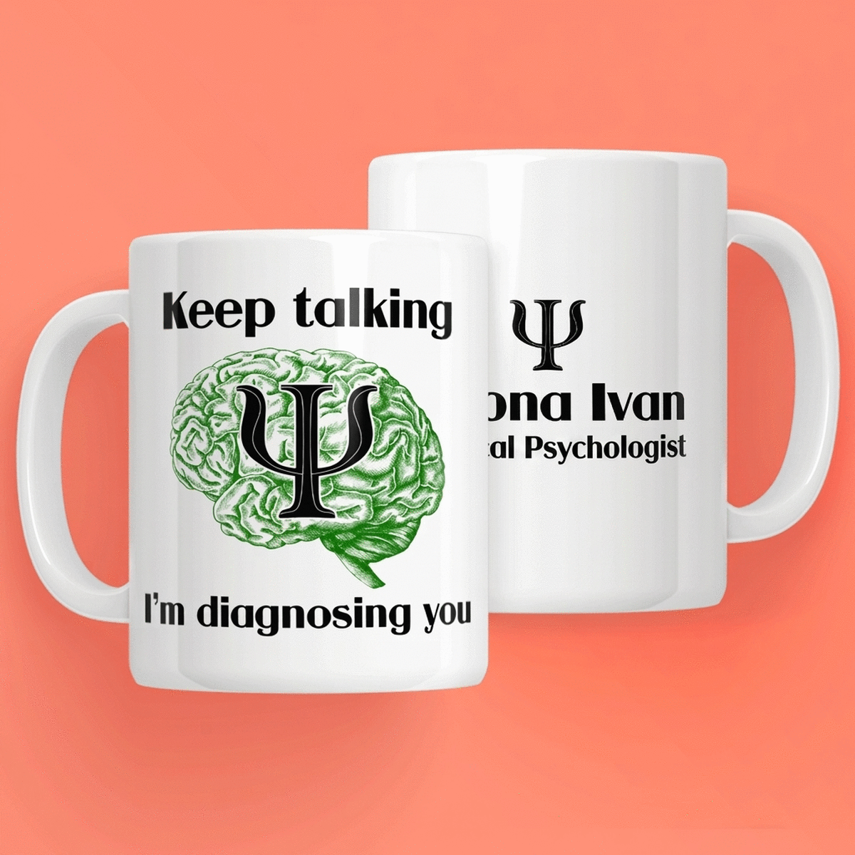 Tazza personalizzata con scritta per psicologi - Psyche