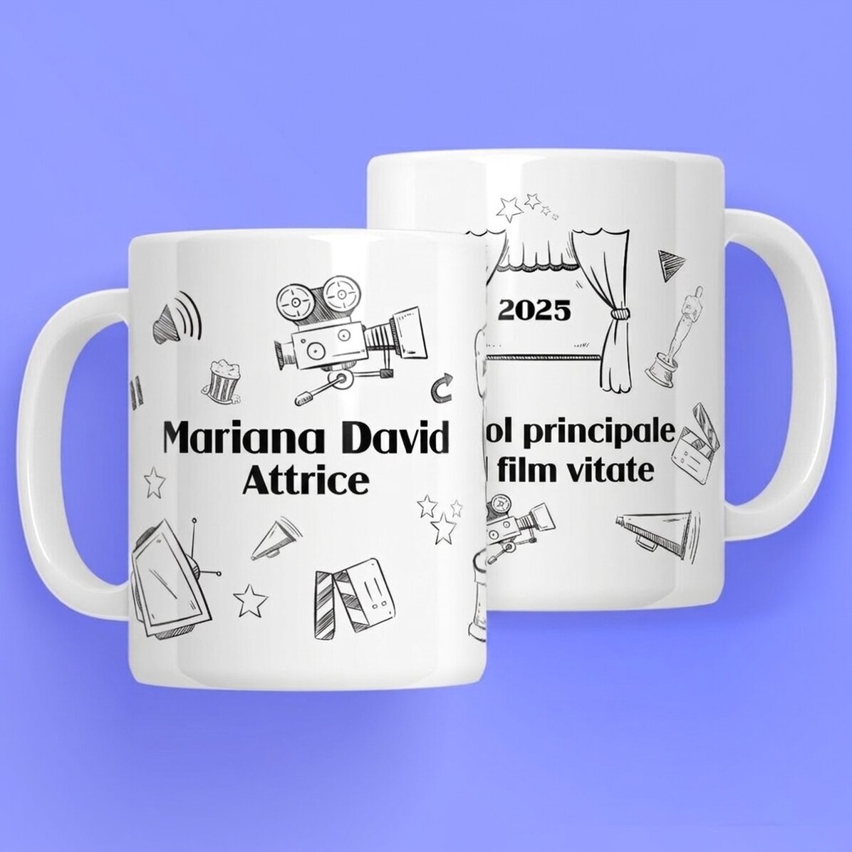 Tazza personalizzata con scritta per attori - Set "Hand drawn"