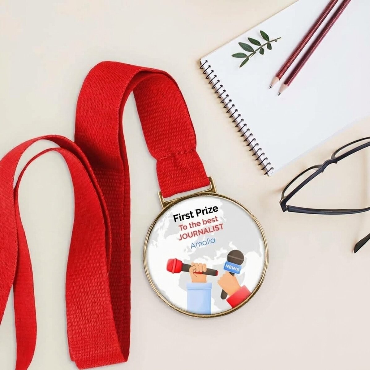 Medaglia personalizzata con messaggio - Giornalista