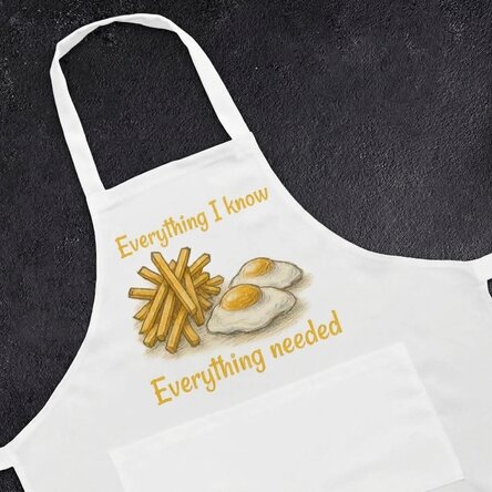 Customised apron with text - Ochiuri si cartofi