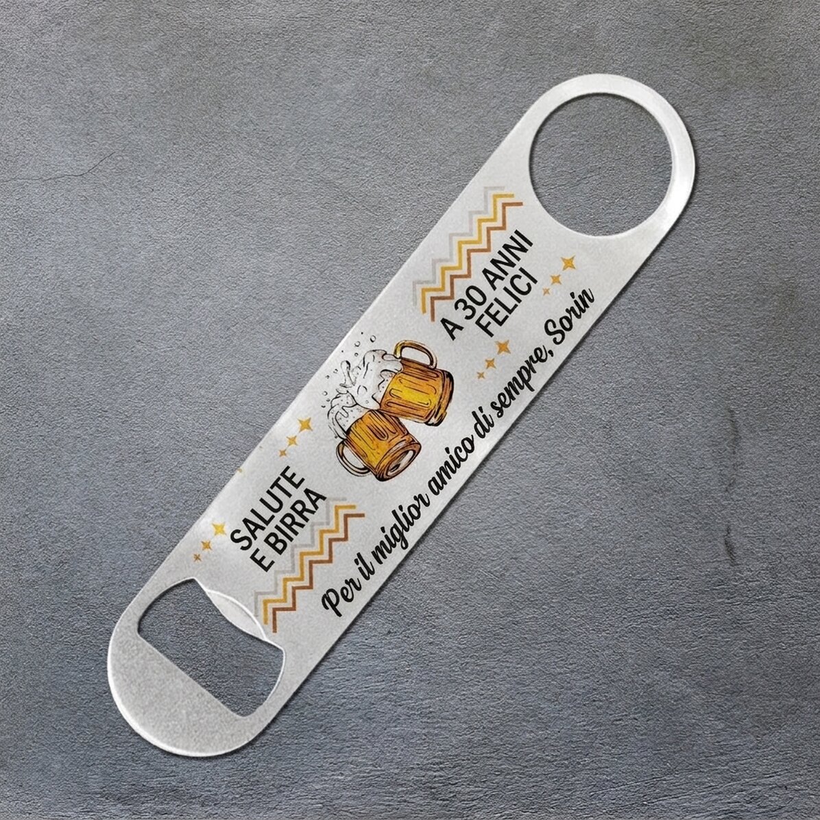 Apribottiglie personalizzato con messaggio - Cheers and beers