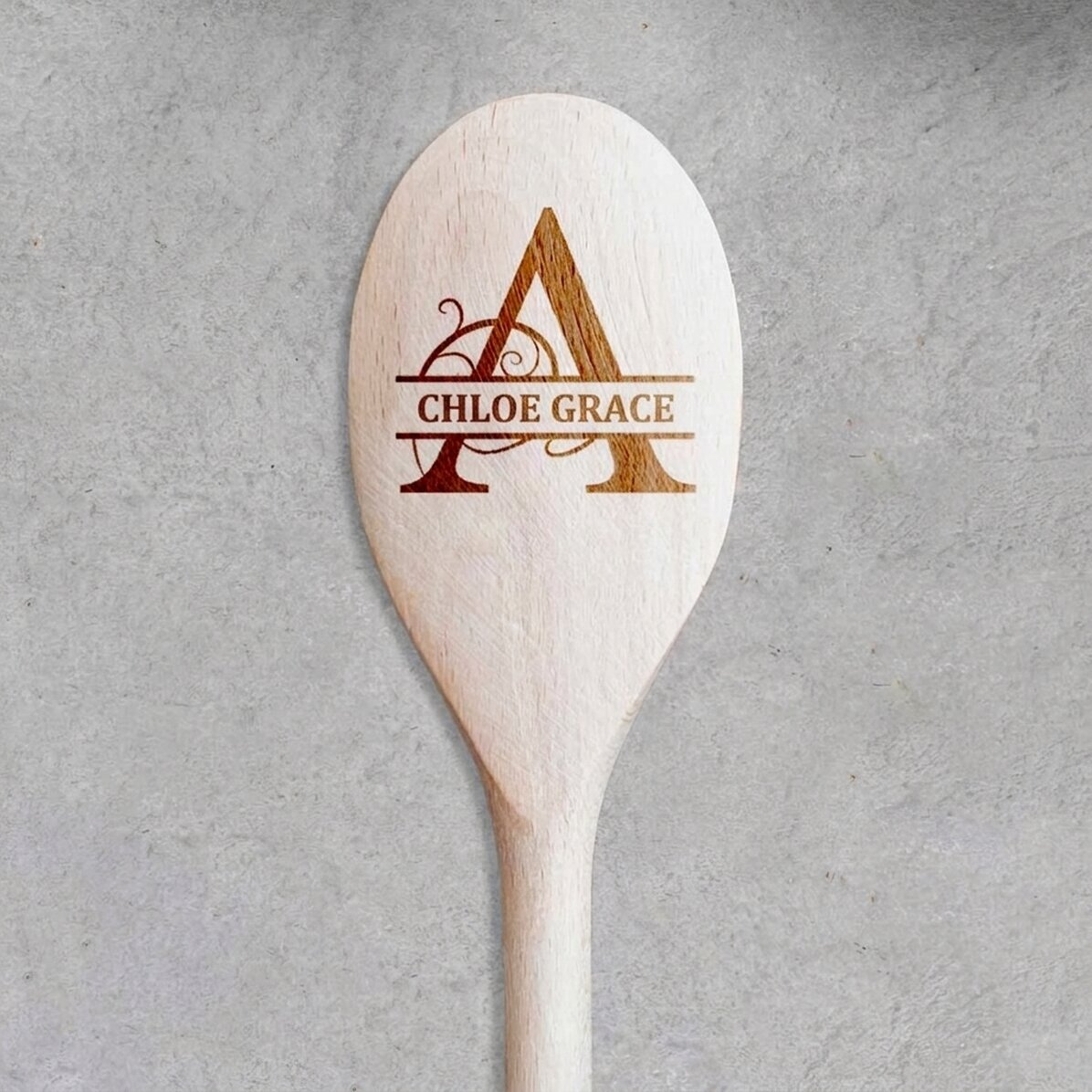 Cucchiaio di legno personalizzato con monogramma e nome