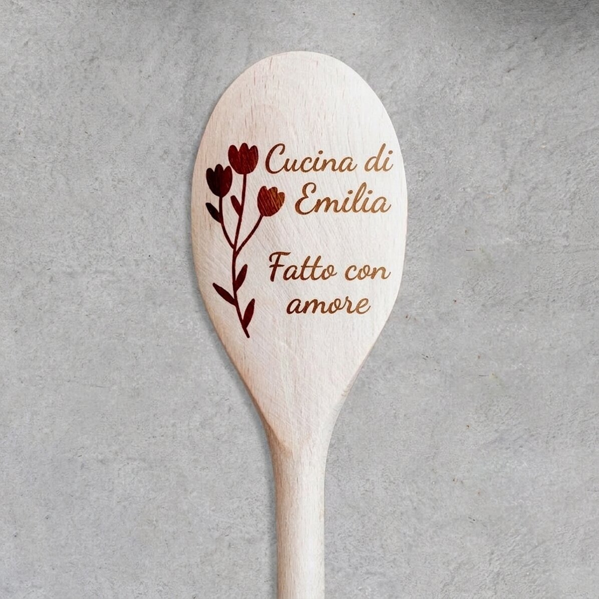 Cucchiaio di legno personalizzato - Flowers