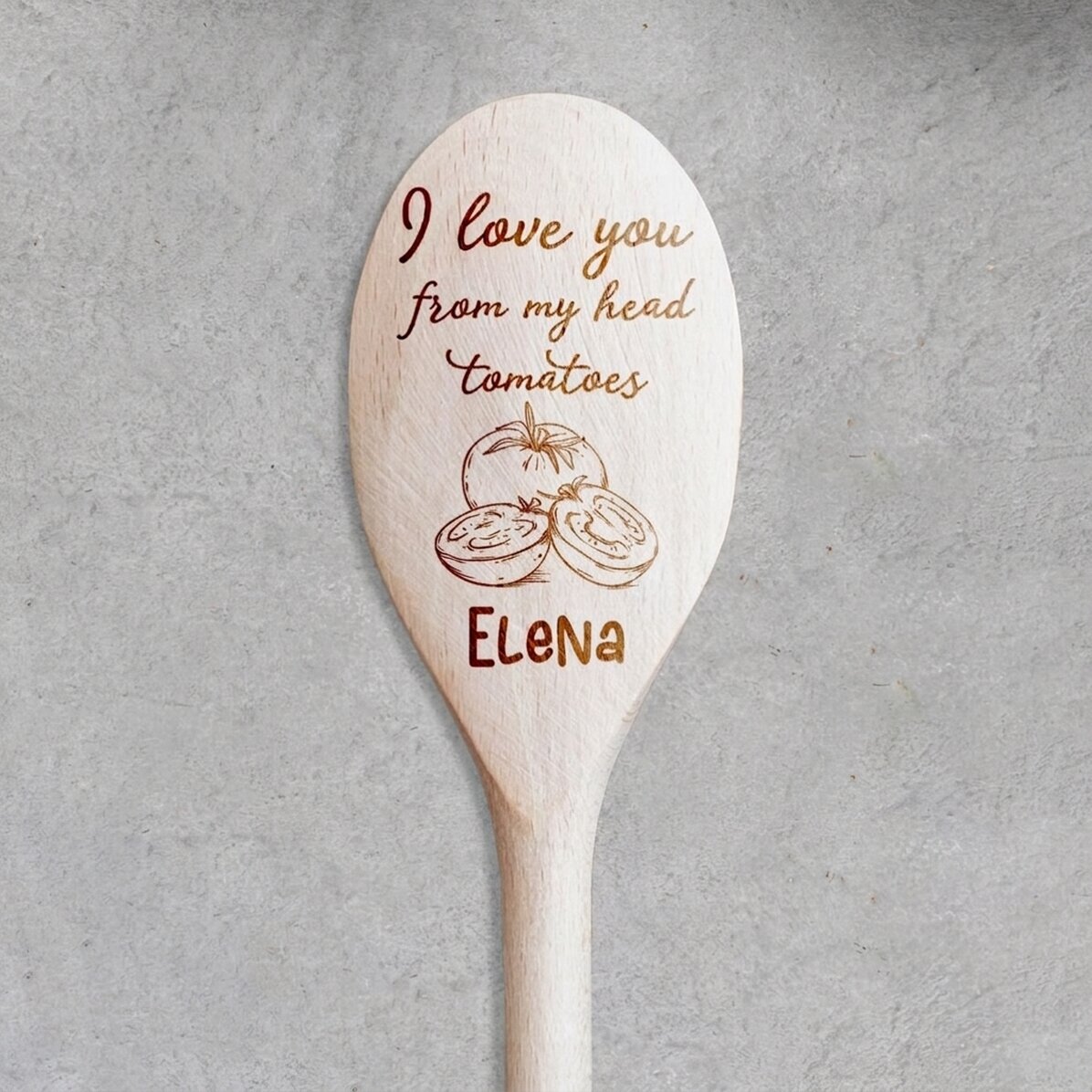 Cucchiaio di legno personalizzato con scritta - Tomatoes