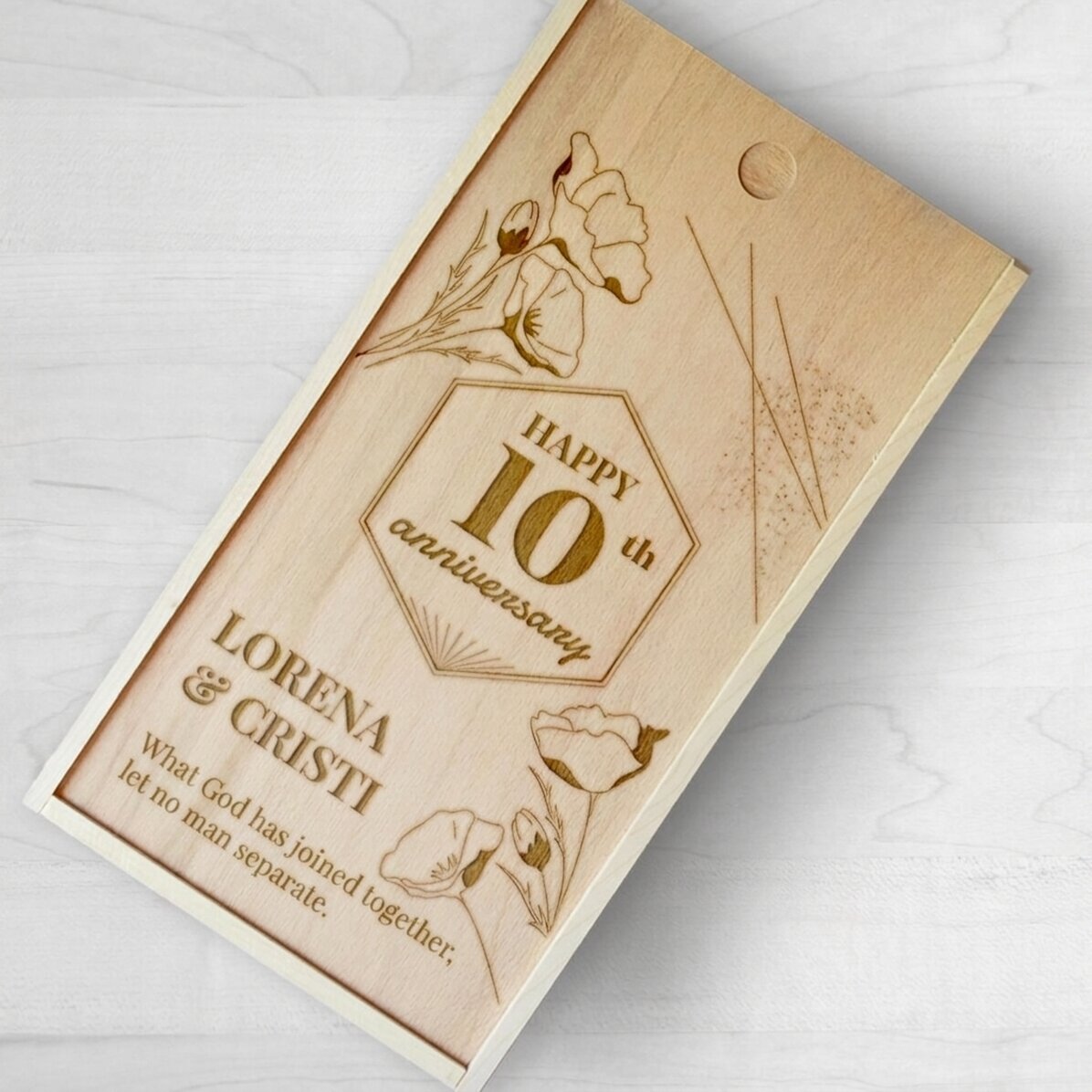Scatola regalo personalizzata in legno con messaggio - Buon anniversario