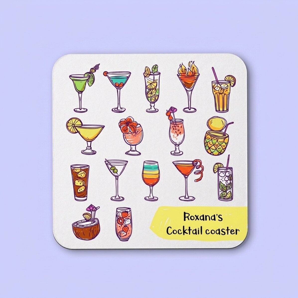 Sottobicchiere personalizzato con scritta - Cocktails