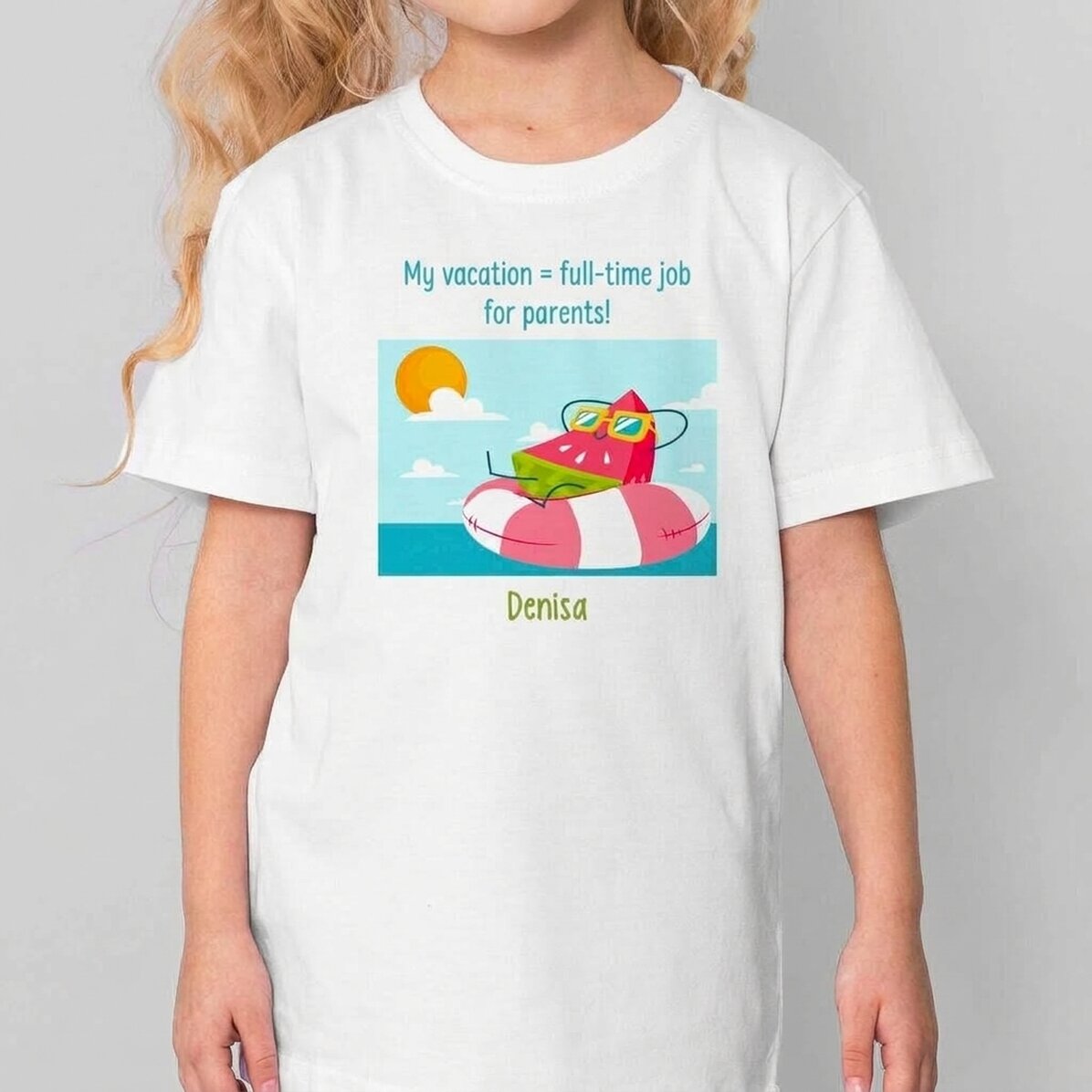 Maglietta in cotone per bambini personalizzata con una frase - Vacanze