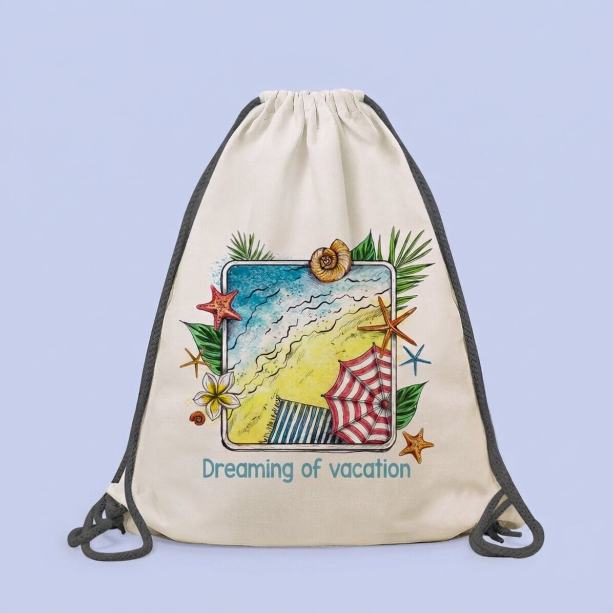 Zaino personalizzato con messaggio - Con la mente alle vacanze