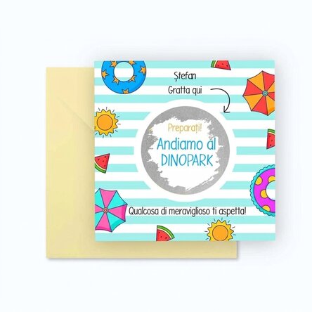 Carta gratta e vinci personalizzata con messaggio - Vacanze estive