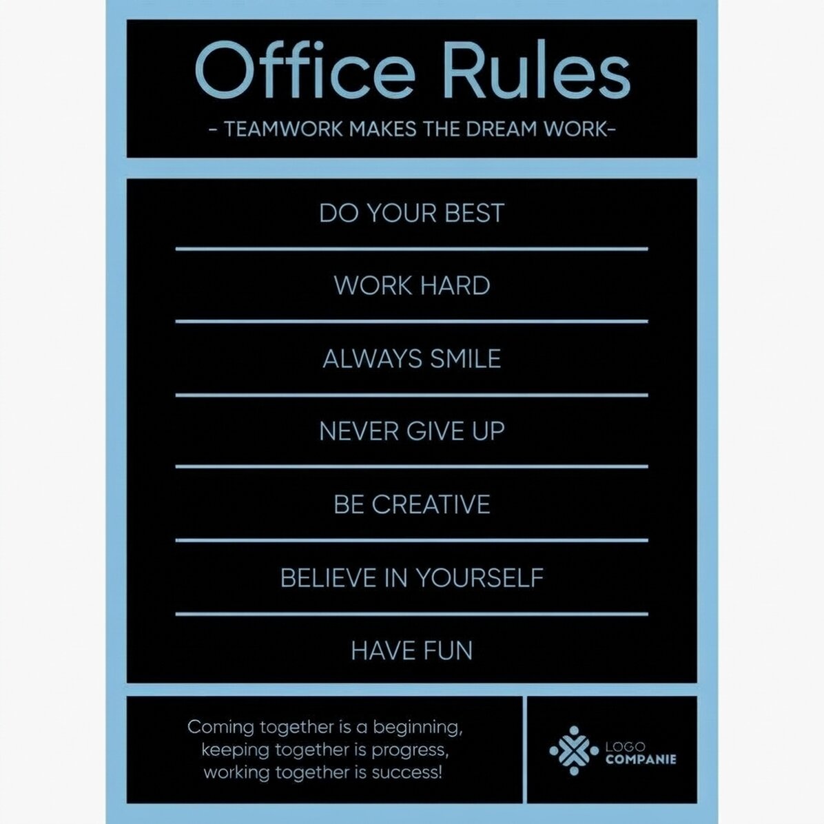 Poster personalizzato con testo e logo - Office Rules