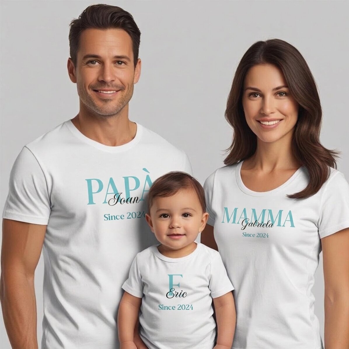 Maglietta in cotone per bambini/adulti personalizzata con scritta - Family