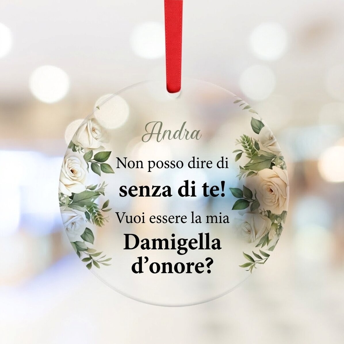 Ciondolo rotondo personalizzato con scritta - Damigella d